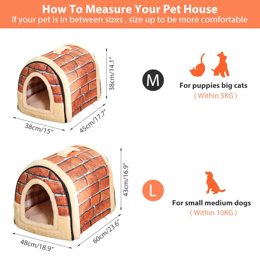 Qpets Cat House Winter, Dog Beds and Houses, Cozy house with Detachable Roof, Portable Handle All Season Use Cat Bed, Creative Print Pet House for Small Medium Cat or Dog, M Qpets Cat House Winter, Dog Beds and Houses, Cozy house with Detachable Roof, Portable Handle All Season Use Cat Bed, Creative Print Pet House for Small Medium Cat or Dog, M